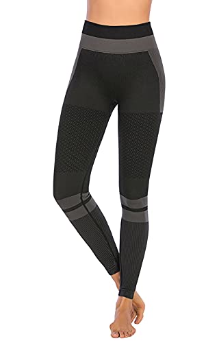 JFAN Pantalones de Yoga Súper Elásticos Cintura Alta para Mujer Mallas de Yoga Costuras con Control de Abdomen para Entrenamiento de Gimnasio