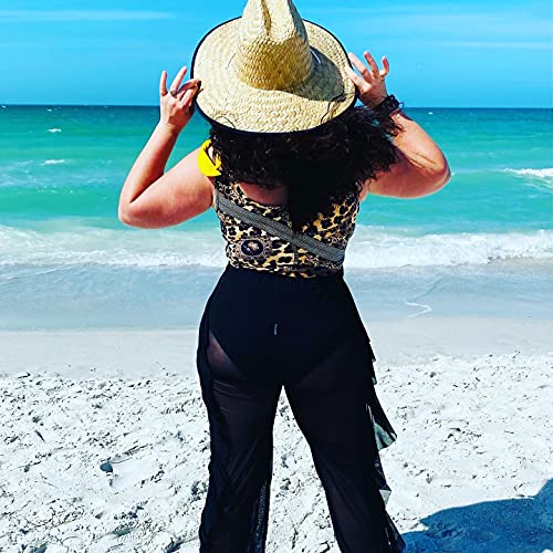 JFAN Pantalones Largos Transparente para Mujer Ropa de Playa con Volantes Bikini de Cintura Alta
