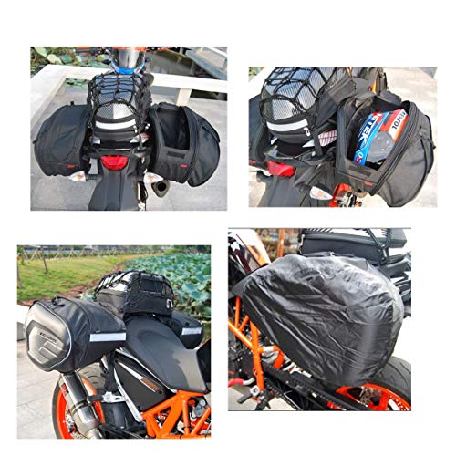 JFG RACING -Alforjas Moto, Alforjas para Motocicleta,Maletas Moto Laterales Impermeable para Viaje, 36 L - 58 L, Pareja Bolsas Side Capacidad Ampliable-Negro, 2 Unidades