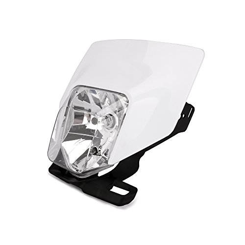 JFG RACING Blanco universal 12 V/35 W motocicleta faro halógeno cabeza lámpara carenado máscara para Husqvarna Motocross Enduro Supermoto