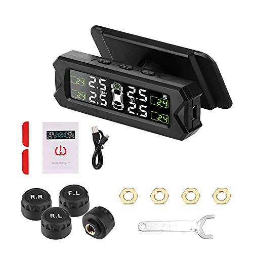 Jhong Store Sistema de monitoreo de presión de neumáticos del coche Guardar combustible Alarma de seguridad automática Alarma de energía solar Tpms Sensor de presión de neumáticos de advertencia de te