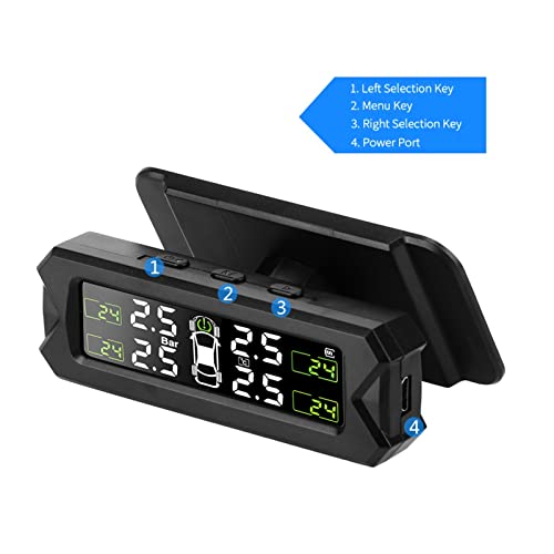 Jhong Store Sistema de monitoreo de presión de neumáticos del coche Guardar combustible Alarma de seguridad automática Alarma de energía solar Tpms Sensor de presión de neumáticos de advertencia de te