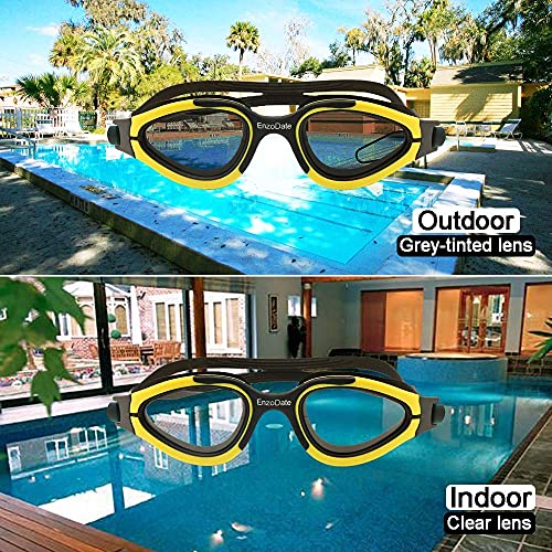 JHYS Gafas de natación Transición fotocromática Gafas de natación Gafas de natación Triatlón Antivaho Fácil Ajuste Cómodas (Negro Rojo), para Todos los Nadadores