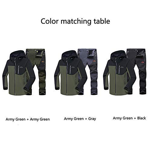 JIANYE Chaqueta Softshell Hombre Pantalon Softshell Conjunto Outdoor Transpirables Chaqueta Montaña Pantalones Montaña Ejército Verde+Ejército Verde M