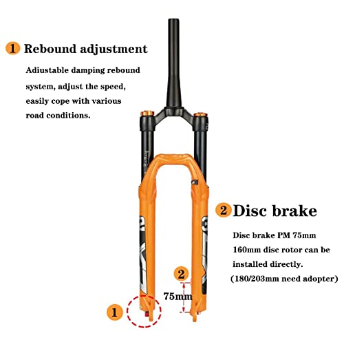 JIE KE Horquilla de suspensión Delantera Fat Tire 26 27.5 29 Pulgadas de Tubo Recto/cónico MTB Bike Suspensión suspensión, Freno de Disco de 120 mm de Viaje