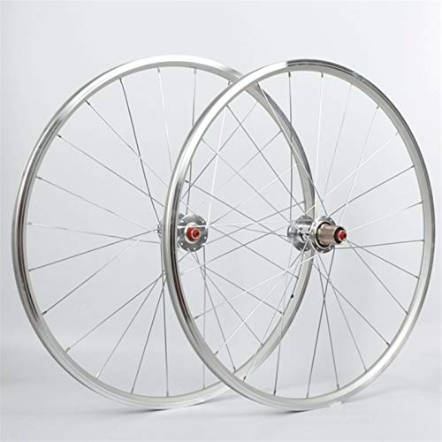 JIE KE Llanta de Bicicleta 700C Bicicleta Wheelset Silver CV Freno 7-11 Cassette de Velocidad Flywheel 23-48C Neumáticos Carretera Bike Frontal Rueda Trasera Doble Pared Sellado HUB HUB (Size : 700C)