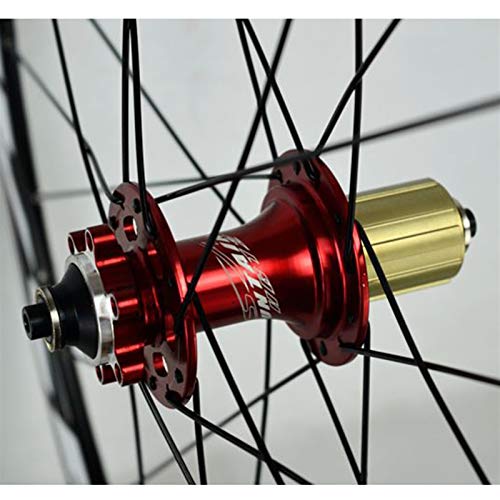 JIE KE Llanta de Bicicleta 700C Bike Bike Wheelset C/V- Freno Double Wall Alloy Rim 30mm Rueda de Bicicleta QR 7-11S Tarjeta Hub Sellado RODAMIENTO 1700G (Color : Red)