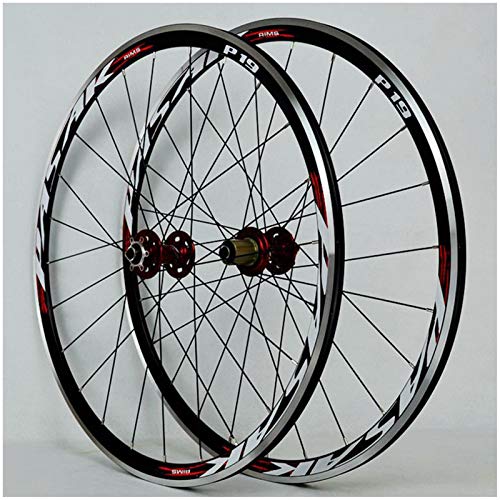 JIE KE Llanta de Bicicleta 700C Bike Bike Wheelset C/V- Freno Double Wall Alloy Rim 30mm Rueda de Bicicleta QR 7-11S Tarjeta Hub Sellado RODAMIENTO 1700G (Color : Red)