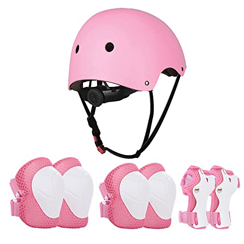 JIM'S STORE Casco y Protecciones Ajustable Infantiles Set Rodilleras Coderas para Bicicleta Scooter Ciclismo Rodillo Patinaje