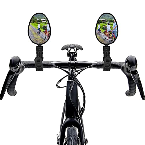 Jinlaili 2 Pcs Espejos de Bicicleta, Espejo Retrovisor Universal Ajustable del Manillar, 360 Grados Giran Ajustable Espejo Retrovisor del Manillar, Espejo Convexo de Manillar de Bicicleta de Montaña