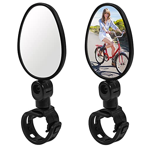 Jinlaili 2 Pcs Espejos de Bicicleta, Espejo Retrovisor Universal Ajustable del Manillar, 360 Grados Giran Ajustable Espejo Retrovisor del Manillar, Espejo Convexo de Manillar de Bicicleta de Montaña