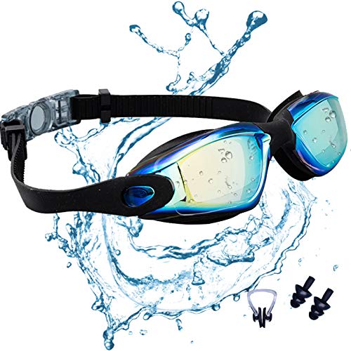 JINPXI Gafas de Natación Antiniebla,Gafas para Nadar Protección UV,Gran Angulo de Visión, Lentes HD Silicona Ajustables para Mujer, Hombre, Adultos y niños 13+