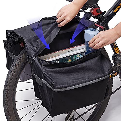 JINYOMFLY Alforjas Bicicleta Impermeable,Bolsa de Transporte Trasera Reflectante Impermeable alforja para Bicicletas,para Ciclismo,Viajes, Diario,Camping (Negro)