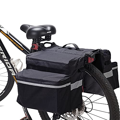 JINYOMFLY Alforjas Bicicleta Impermeable,Bolsa de Transporte Trasera Reflectante Impermeable alforja para Bicicletas,para Ciclismo,Viajes, Diario,Camping (Negro)