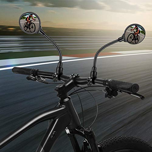 JIPRENS 2 Pieza Espejo Retrovisor de Bicicleta - 360°Flexible Convexo MBT Espejos de Bicicleta 3D Gran Angular Redondo Para Manillar 22-32mm E-bikes, Bicicletas, Ciclomotores, Bicicletas de Montaña