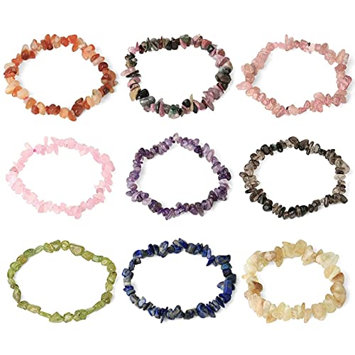 JJYGONG Chips Irregulares Pulsera de Piedra Natural Pulsera de Asimetría Cuarzo Crystal Quartz Gravel Pulseras Pulseras Brazaletes para Mujeres Niñas Gama alta / 4