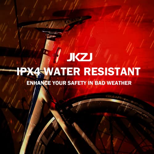 JKZJ 100 Lumen Luces Bicicleta Trasera 2 Paquete, Luces Bici Rojo/Blanco con 5 Modos y 4 Horas de Autonomía