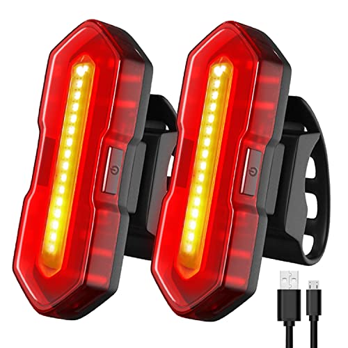 JKZJ 100 Lumen Luces Bicicleta Trasera 2 Paquete, Luces Bici Rojo/Blanco con 5 Modos y 4 Horas de Autonomía