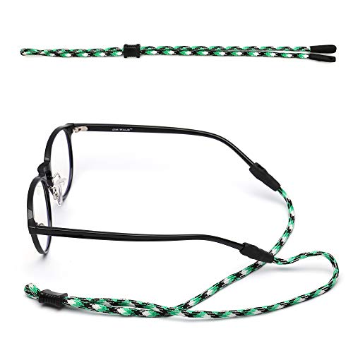 JM Cadena Ajustable Gafas de Sol Deportes Correa Titular de Gafas Retenedor de Anteojos Para Hombre Mujer Niños 3 Paquete(Negro Rojo/Verde Blanco/Rojo Verde)