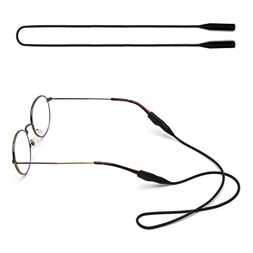 JM Colgante para Gafas. Cordón de Silicona Impermeable. Apto para Hombre, Mujer o Niños [Pack de 2 - Color Negro]