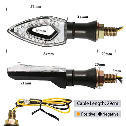 JMTBNO 4pcs Intermitentes Moto LED Luces de Señal de Giro Homologados Indicador de Flujo Secuenciales Pequeño 12V Bombilla Universal M8 para Street Sport Dirt Bike Cruiser Chopper Scooter Quad Enduro