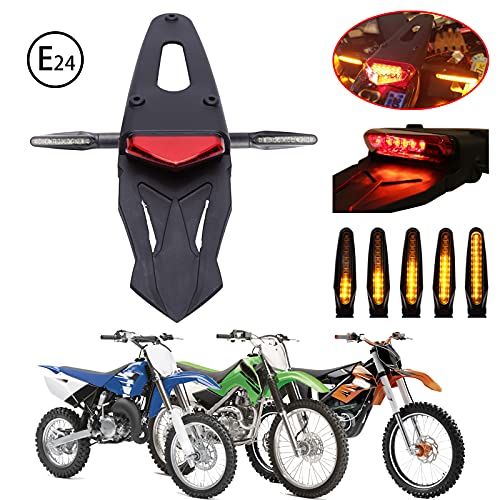 JMTBNO Luz Trasera Moto LED Luz Freno Guardabarros Trasero con Indicador de Señal de Giro Luces Intermitentes para Motocicletas Motocross Enduro Trail Dirt Bike Off-road