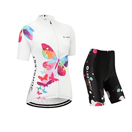 JNL 2018DN (Cojín 3D)(Traje tamaño:M) Corta Jerseys Mujer sudo para Rendimiento Manga Rompevientos Maillot de Ciclismo Chaleco Ropa Transpirable Moda los