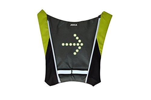 Jocca Chaleco Bicicleta Unisex con indicador de luz LED, Negro/Amarillo, Grande