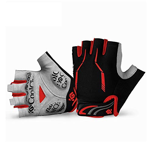 JOGVELO Guantes Ciclismo, Guantes MTB Cortos con 5MM Gel Almohadilla de Bici Verano para Hombre (Rojo, XL)