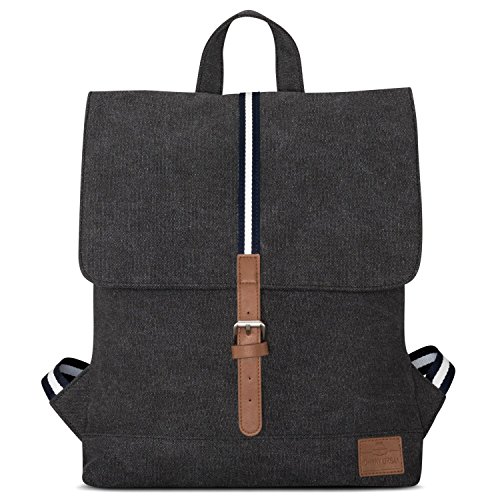 Johnny Urban Mochila Mujer en Negro / Antracita Lea de Tela de Algodón - Resistente Mochilas de Gran Calidad - 7 Litros Unisex Bolsa Pequeña para Hombre y Mujer - Hidrófuga con Bolso de Portátil