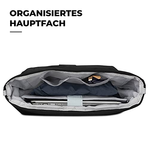 Johnny Urban Mochila Mujer y Hombre Roll Top Negro Robin - Hecha de botellas PET Recicladas - Bolso Hombre y Mujer - Impermeable y Compartimento para Portátil