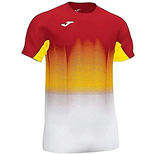 Joma Elite VII Camiseta Running Manga Corta, Hombre, Rojo-Blanco, L