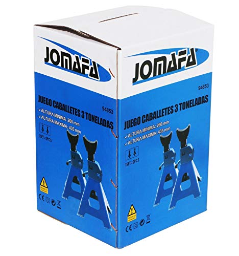 JOMAFA Caballetes mecanicos 3 toneladas (2 unidades = 6 toneladas), 2 unidades/gatos estabilizadores para apoyar el vehiculo