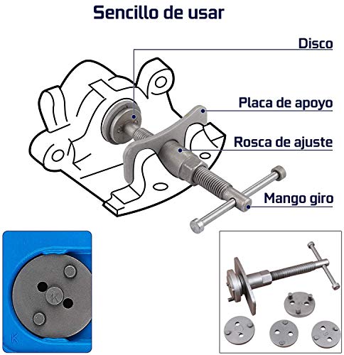 JOMAFA - Reposicionador de pistones de frenos 24 + 5 piezas retractor (para reposicionar el pistón de freno al cambiar los discos, las zapatas o las pastillas de freno)