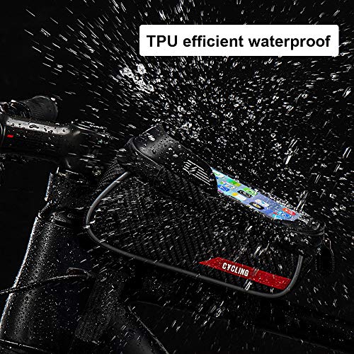 Jooheli Bolsas de Bicicleta, Bolsa Impermeable para Bicicleta con pantalla táctil de TPU, Bolsa Táctil de Tubo Superior Delantero con Orificio para Auriculares para Teléfono Inteligente 6,7