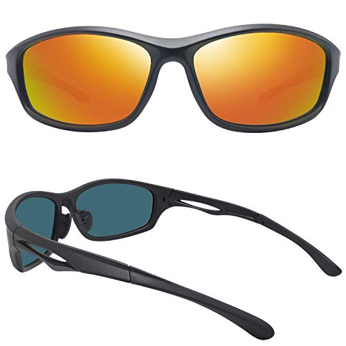 Joopin Gafas de Sol Deportivas Polarizadas con Protección UV 400 Gafas de Ciclismo, Bicicleta Montaña Moto, Golf y Deportes al Aire Libre para Hombres y Mujeres Lente de espejo rojo