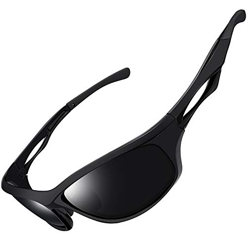 Joopin Gafas de Sol Deportivas Polarizadas para Hombre Mujer con Protección UV 400 Gafas de Ciclismo, Conducción Nocturna, Golf y Deportes al Aire Libre Negro Mate