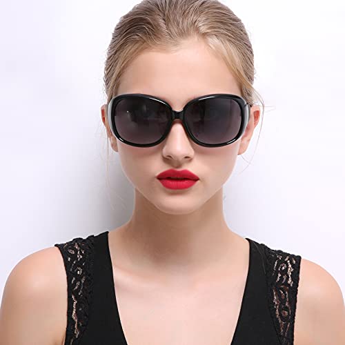 Joopin Gafas de Sol Mujer Moda Polarizadas Protección UV400 de Gran Tamaño Gafas de Sol Señoras (Negro de la moda)