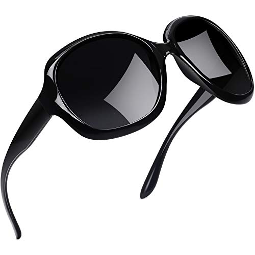 Joopin Gafas de Sol Mujer Moda Polarizadas Protección UV400 de Gran Tamaño Gafas de Sol Señoras (Negro de la moda)
