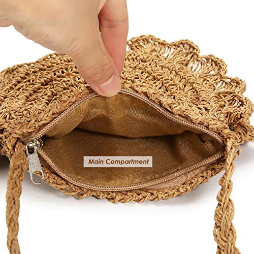 JOSEKO JOSEKO ukpursemall2282 - Bolso cruzados de Paja para mujer Marrón claro 01 6,30" x 7,87"