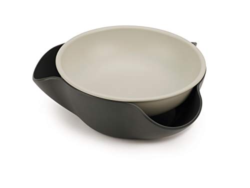 Joseph Joseph Double-Dish - Tazón de Servir para Aceitunas y Frutos Secos - Gris