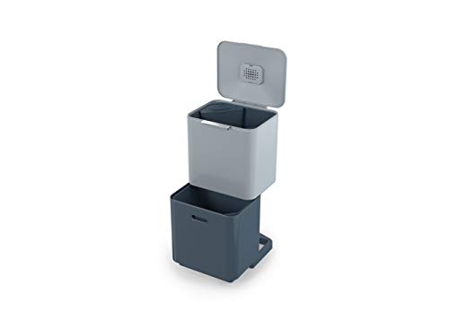 Joseph Joseph Totem Max - Unidad de separación de residuos y reciclaje de 60 litros, color gris y azul