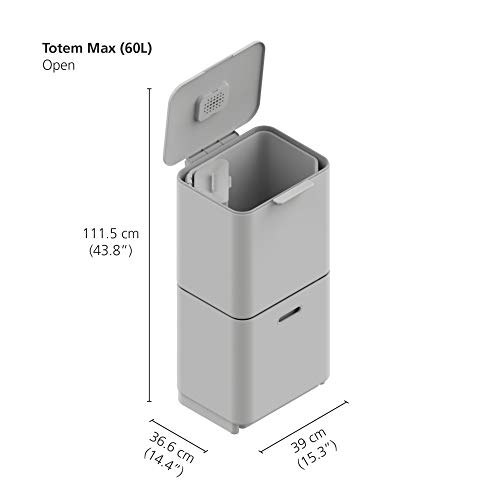 Joseph Joseph Totem Max - Unidad de separación de residuos y reciclaje de 60 litros, color gris y azul