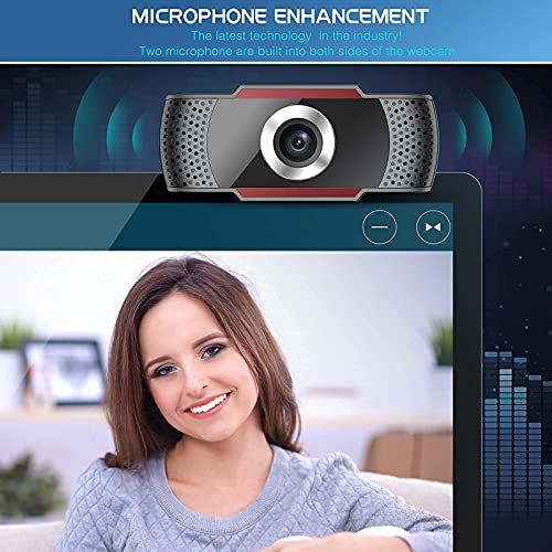 JOYACCESS Webcam PC con Micrófono, Web Cámara 1080P, Negro y Rojo, Vista Gran Angular de 105º para Transmisión en Streaming, Conferencias en Zoom, Youtube, Skype, Compatible con Windows, Mac