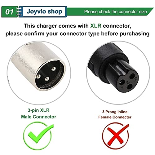 joyvio Cargador para Bicicletas eléctricas Prophete, Kreidler y Stratos con baterías 36V / 2A (XLR de 3 Pines)