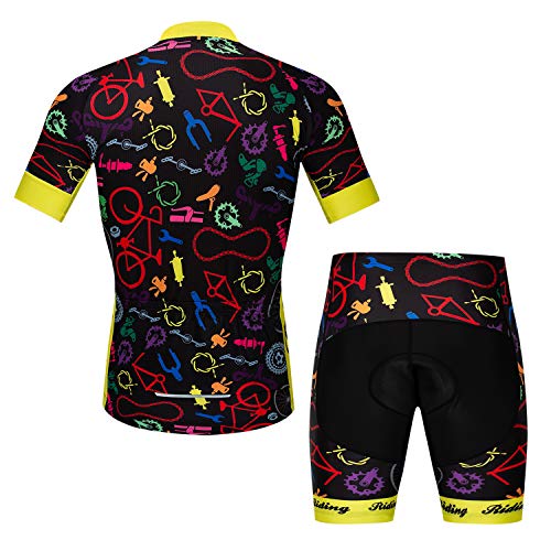 JPOJPO Ciclismo Jersey para hombres Pro Team Bicicletas Ropa MTB Bike Jerseys Shorts Set, Geometric, S (altura: 72.5/168 cm, peso: 40/59.8 kg)