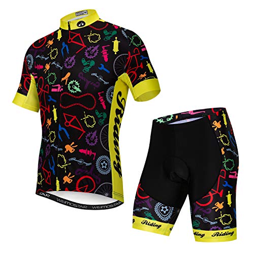 JPOJPO Ciclismo Jersey para hombres Pro Team Bicicletas Ropa MTB Bike Jerseys Shorts Set, Geometric, S (altura: 72.5/168 cm, peso: 40/59.8 kg)