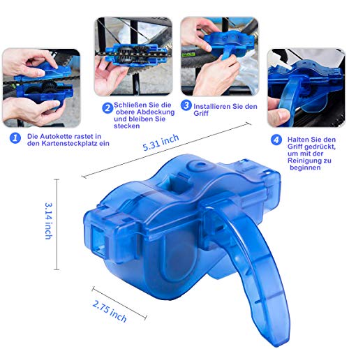 JTENG - Kit de limpieza de cadenas de bicicleta - Limpiador de cadenas de bicicleta - Herramienta de limpieza de cadenas - Maintenance - Adecuado para todo tipo de bicicletas