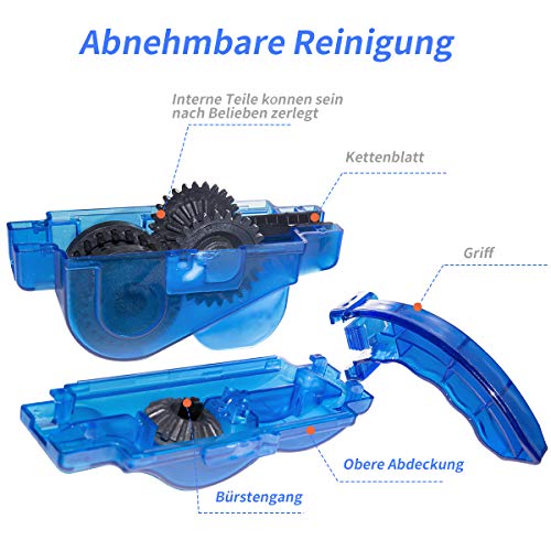 JTENG - Kit de limpieza de cadenas de bicicleta - Limpiador de cadenas de bicicleta - Herramienta de limpieza de cadenas - Maintenance - Adecuado para todo tipo de bicicletas