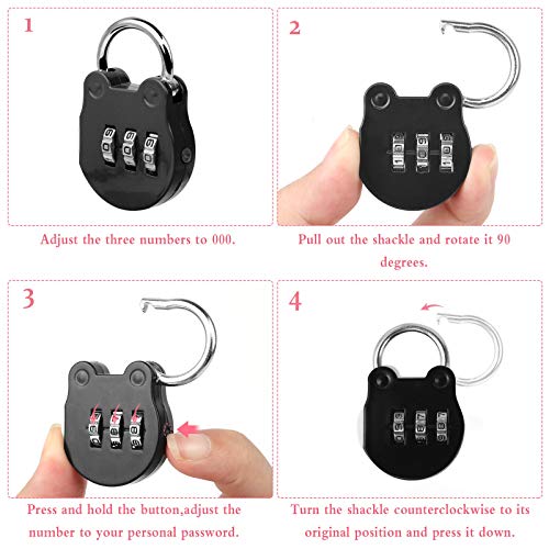 Jubaopen 8pcs Equipaje Locks Seguridad Candado de Viaje, Cerradura de Combinación Candados para Equipaje, Candado Codigo-Combinación 3 Digitos Candados Pequeños para Maletas Gabinete 5 Colores